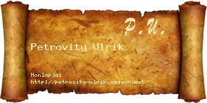 Petrovity Ulrik névjegykártya